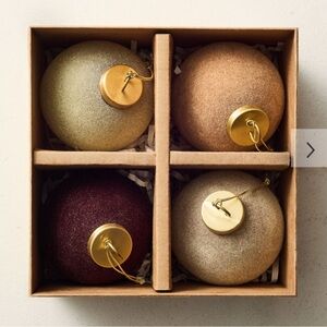 West Elm | Large Flocked Ball Ornaments (Set of 4) - Cool Tones